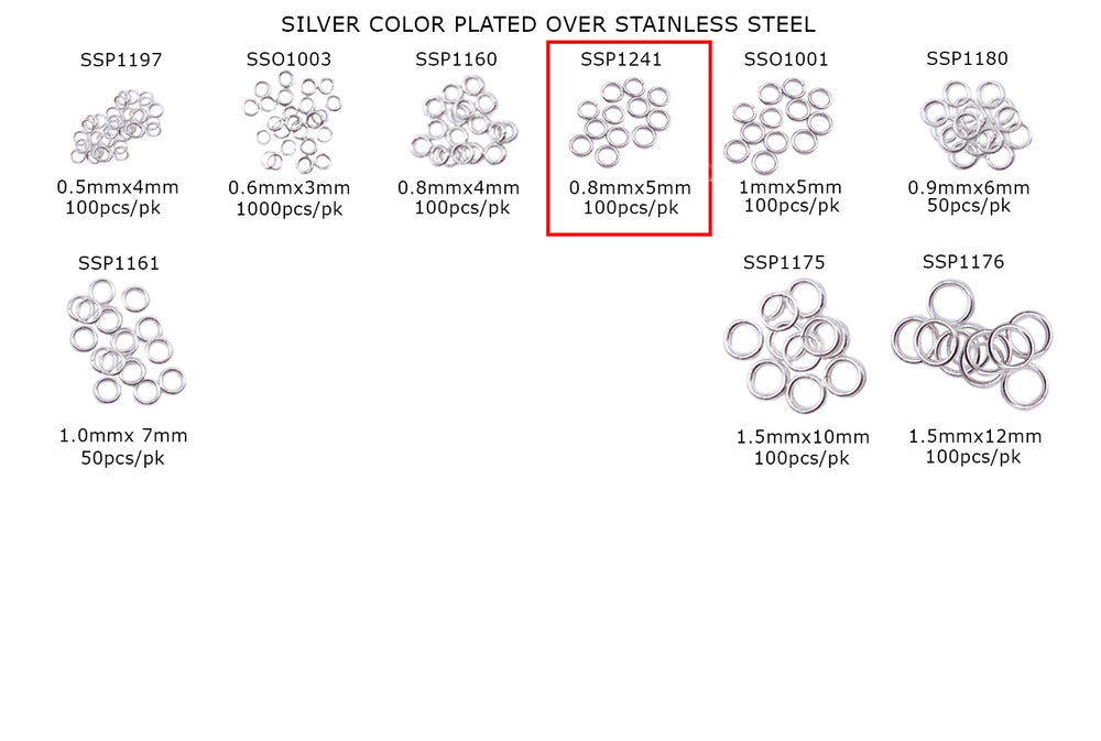 SSP1241 Stainless Steel Open O-Rings 0.8mmx5mm