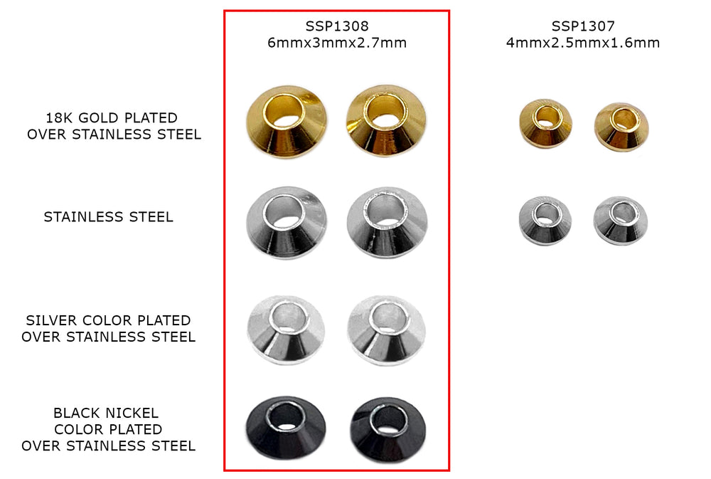 SSP1308  18k Gold Plated Round Spacer CHOOSE COLOR BELOW