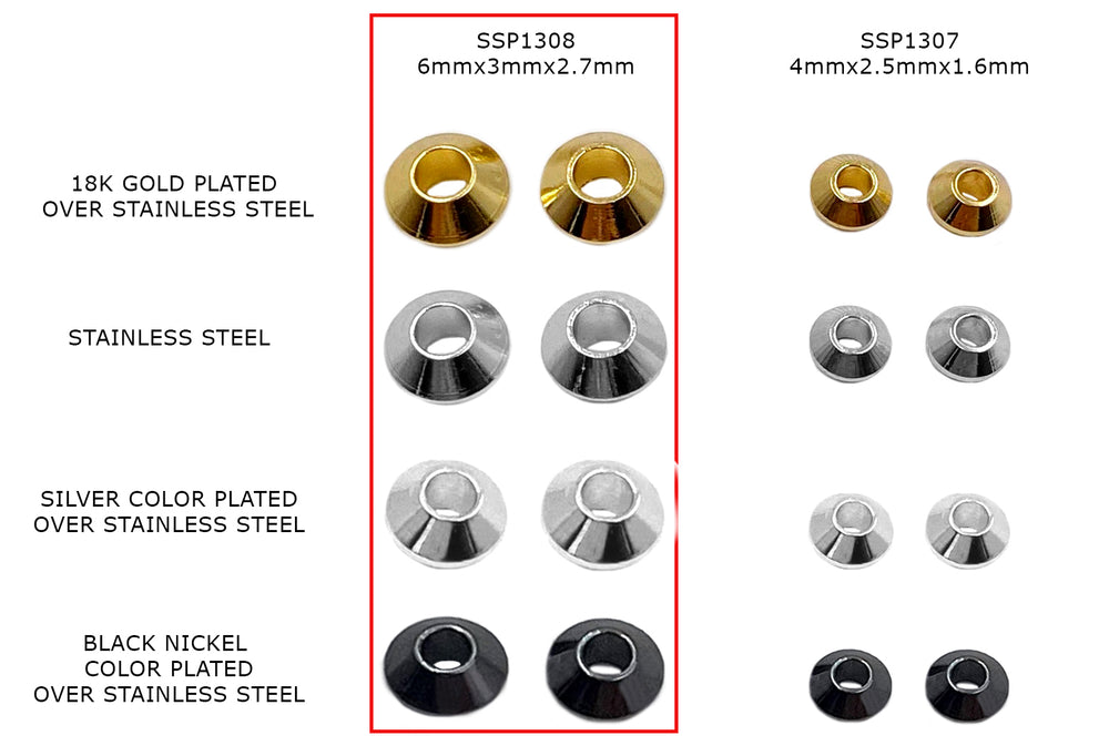 SSP1308  18k Gold Plated Round Spacer CHOOSE COLOR BELOW