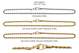 SSP1358DRV  Vacuum Plated 4mm Rope Chain Necklace 18"