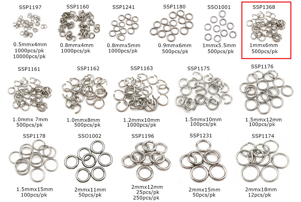 SSP1368 Stainless Steel Open O-Rings 1mmx6mm