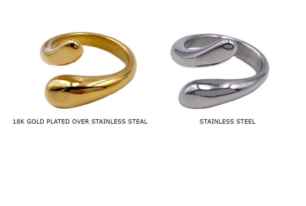 SSP1411 Contemporary Bypass Ring Stainless Steel CHOOSE COLOR BELOW