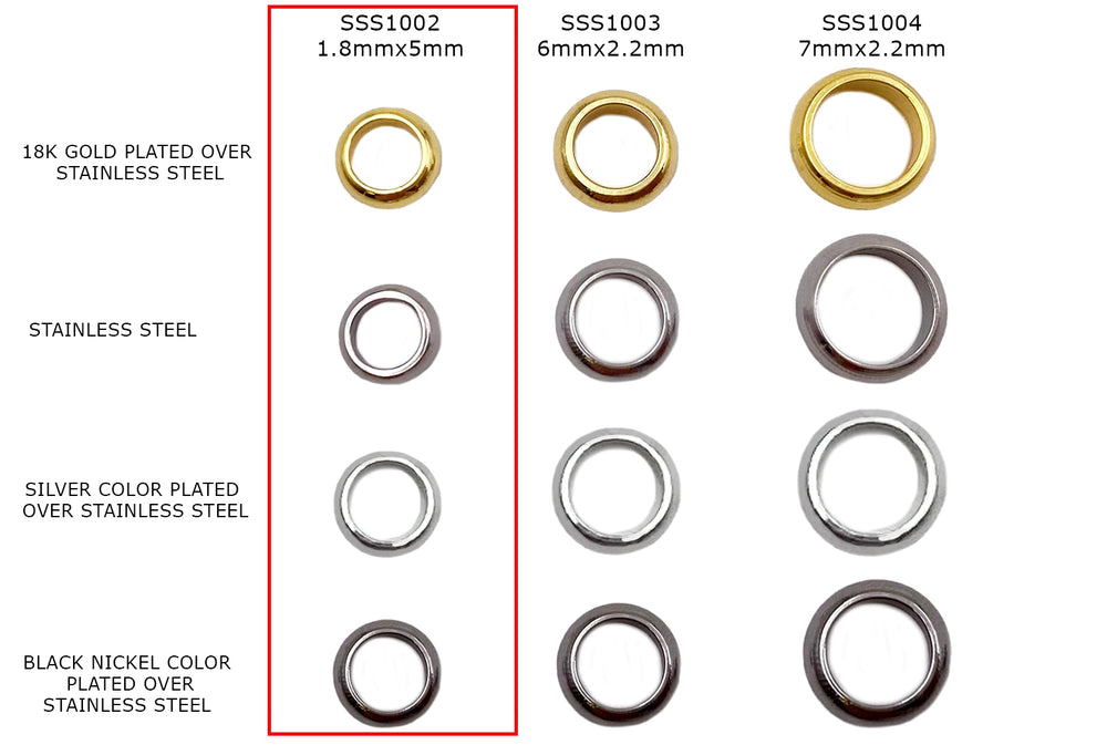 SSS1002 Stainless Steel Soldered O-Rings - Spacers 5mm