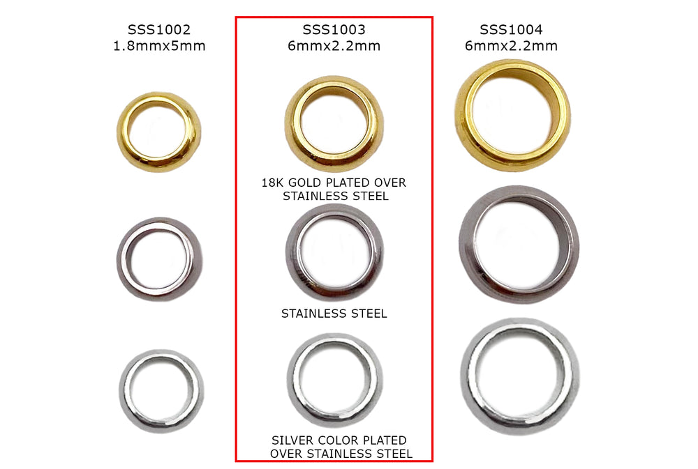 SSS1003 Stainless Steel Soldered O-Rings - Spacers 6mm
