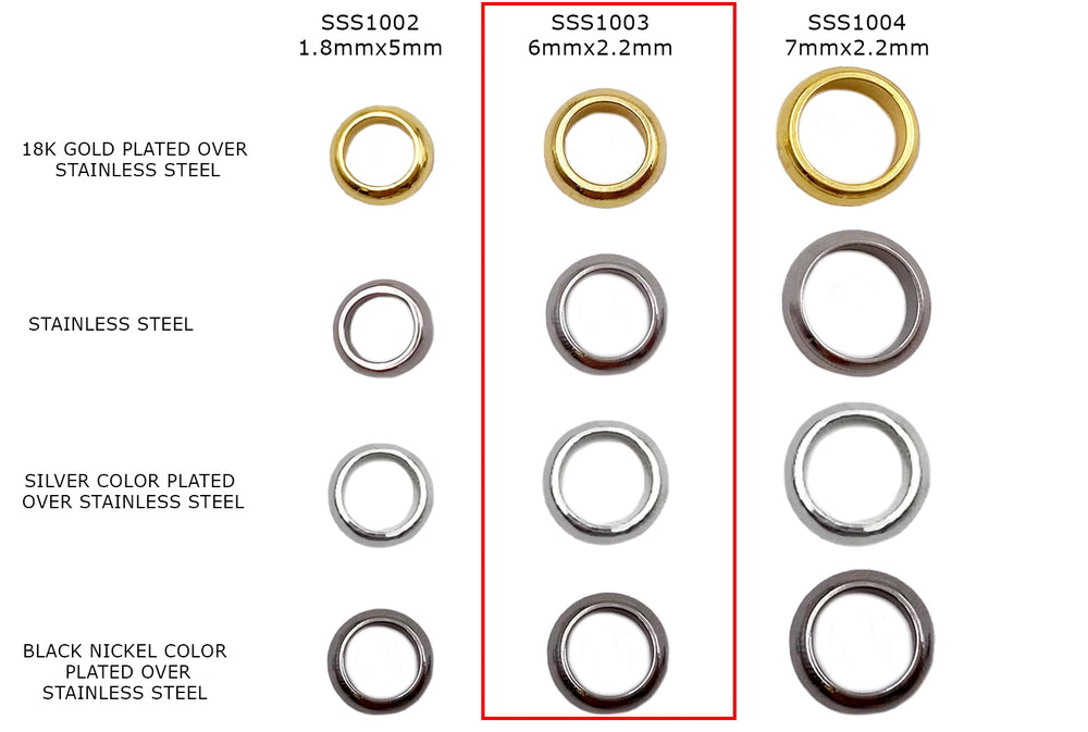 SSS1003 Stainless Steel Soldered O-Rings - Spacers 6mm