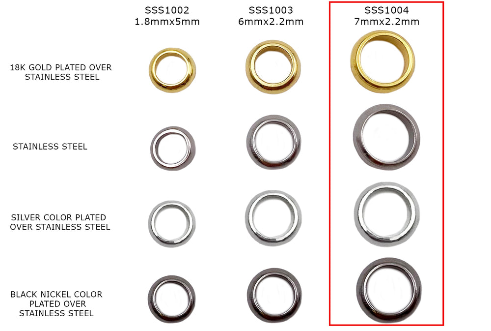 SSS1004 Stainless Steel Soldered O-Rings - Spacers 7mm