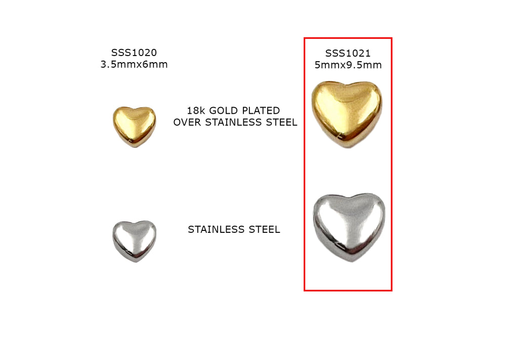 SSS1021 Stainless Steel Heart Spacer - Connector 5mmx9.5mm