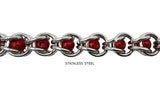 SSC1271 Stainless Steel Chain With Red Glass Beads - Beaded Chain