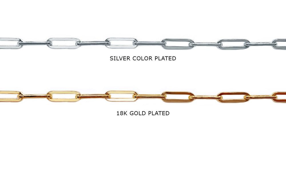 BCH1289 18k Gold Flat Oval Link Paper Clip Chain