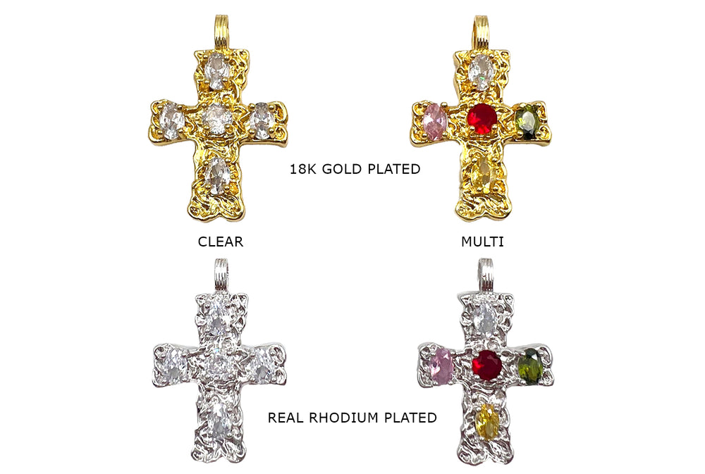 CB2077 Ornate Cubic Zirconia Cross Charm/ Pendant 23mmx35mm