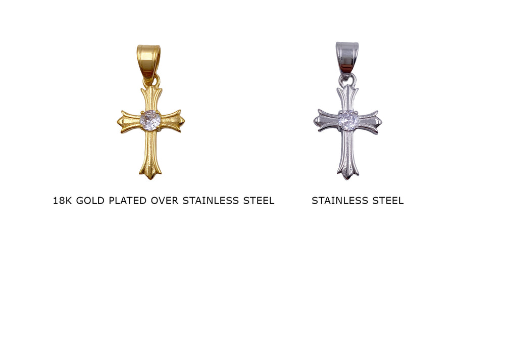CS1068 Cross Pendant With Cubic Zirconia Center Stone