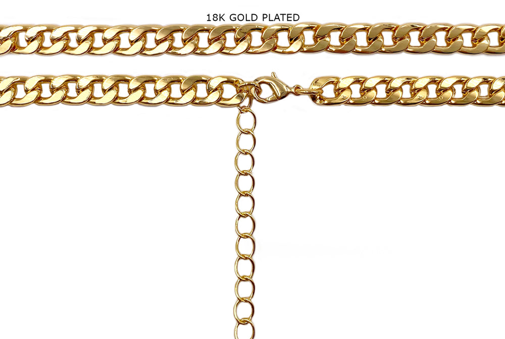 A2070 Ready To Use Adjustable Flat Curb Chain Necklace With Clasp & Extender Chain