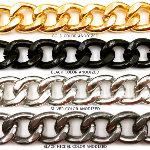 3.28 Feet Decorative Chain Aluminium Twisted Chains Curb Chains, Unwelded,  Golden, 15x10x2mm