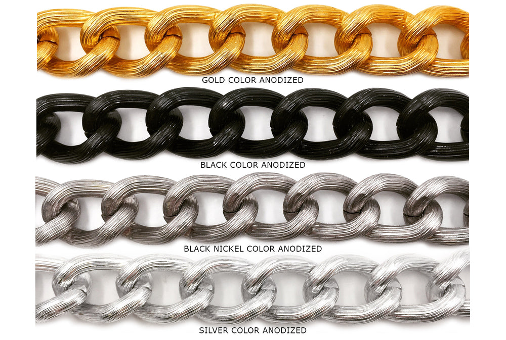 ACYF1104 Aluminum Large Textured Link Chain CHOOSE COLOR BELOW
