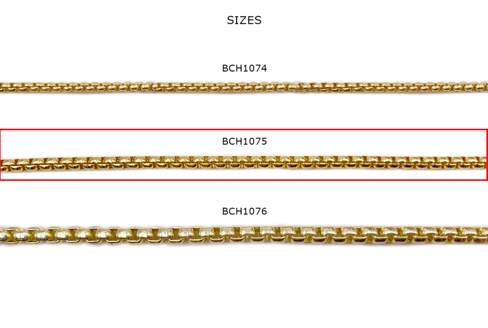 18k Gold Plated Box Chains in Different sizes