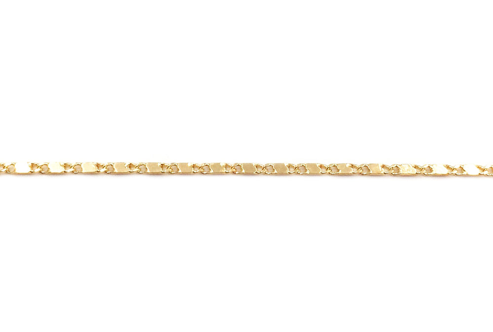 BCH1215 18 Karat Gold Dainty Flat Bar Chain