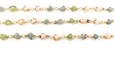 BCH1242 Multicolor 18 Karat Gold Plated Glass Beaded Chain