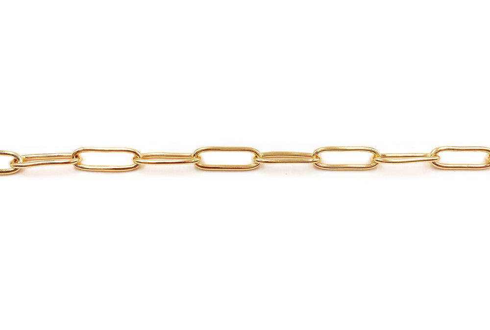 BCH1245  18 Karat Gold Plated Oval Link Paper Clip Chain