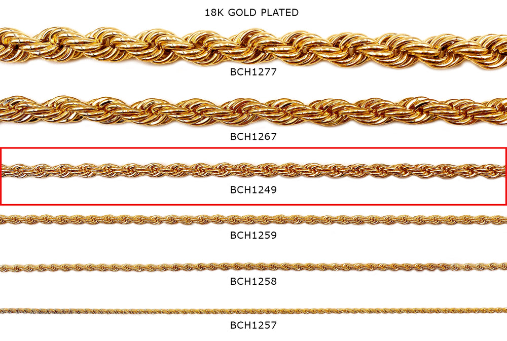 BCH1249  18k Gold Plated Rope Chain