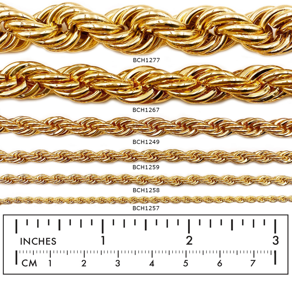 BCH1257 18k Gold Plated Rope Chain