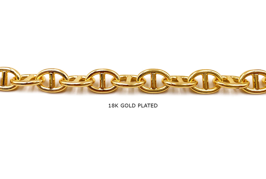 18k Gold Plated Mariner Chain - Interlocking Anchor Chain