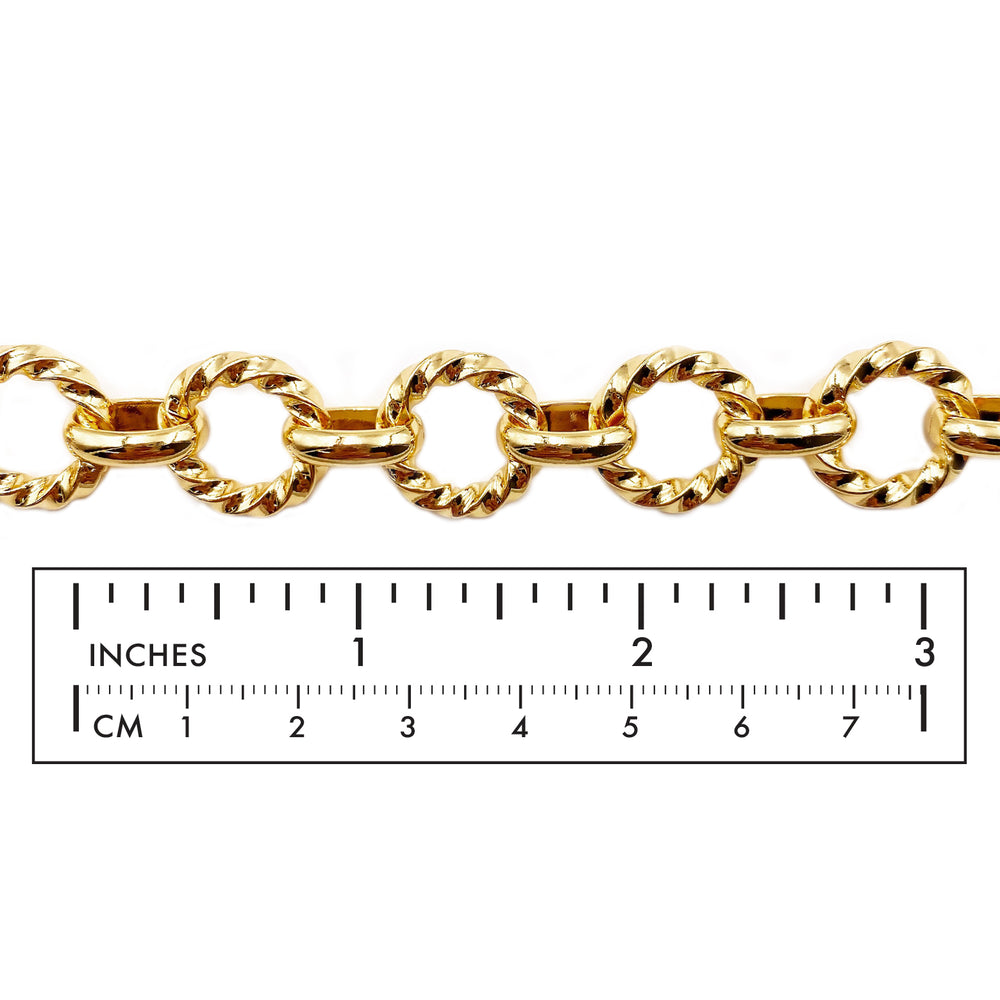 BCH1266 18k Gold Plated Oval Link Textured Link Chain