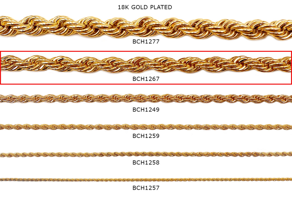 BCH1267  18k Gold Plated Rope Chain