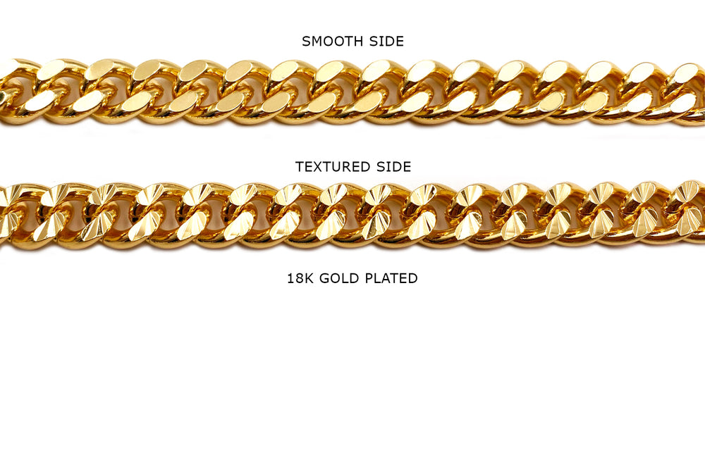 BCH1268 Diamond Cut Curb Chain With Smooth Side & Textured Side