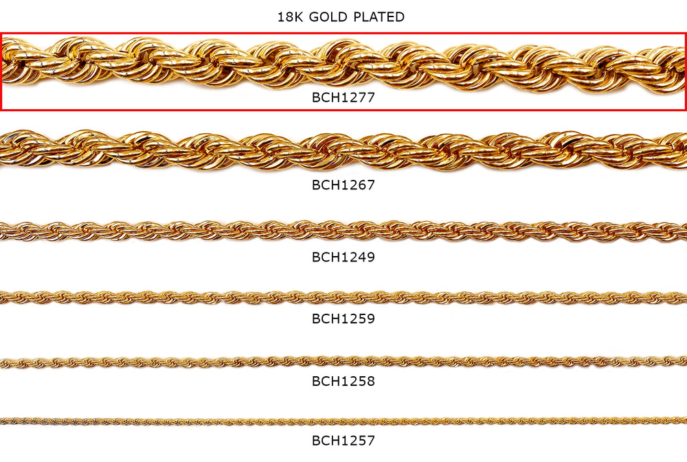 BCH1277  18k Gold Plated Hollow Rope Chain