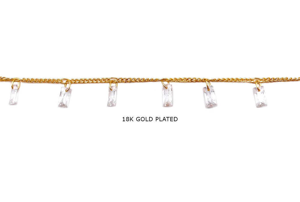 BCH1278A 18 Karat Gold Plated Chains With CZ Drop Stones