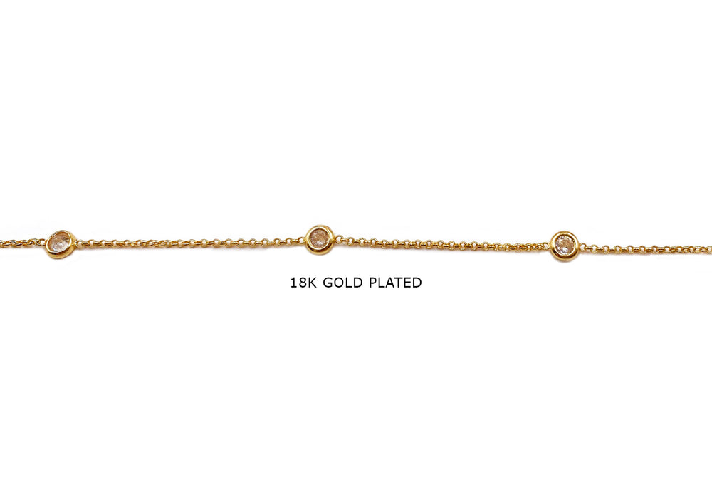 BCH1280 18k Gold Plated Satellite Chain With Round CZ Stones