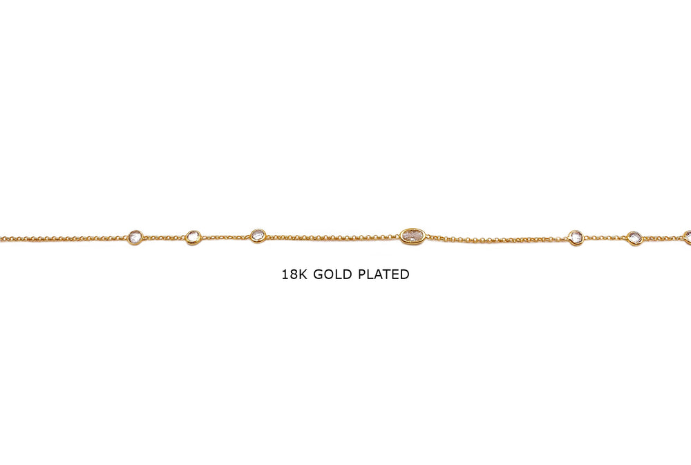BCH1282 18k Gold Plated Satellite With Round & Oval CZ Stones