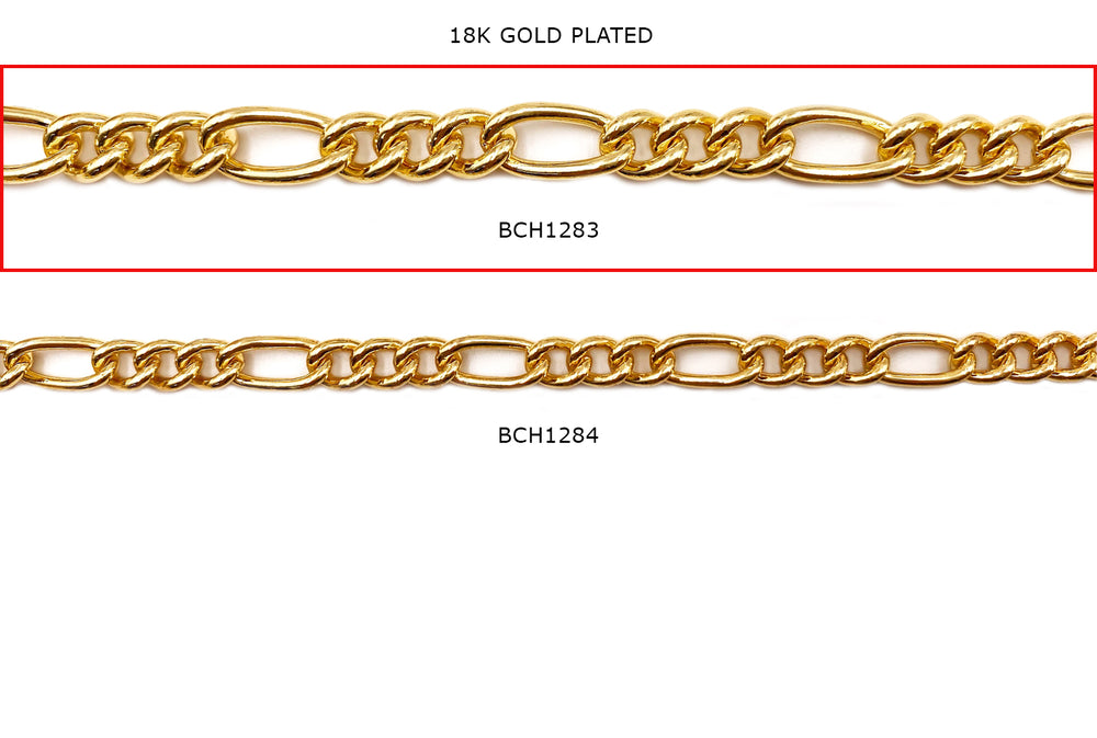 BCH1283 18 Karat Gold Plated Figaro Chain