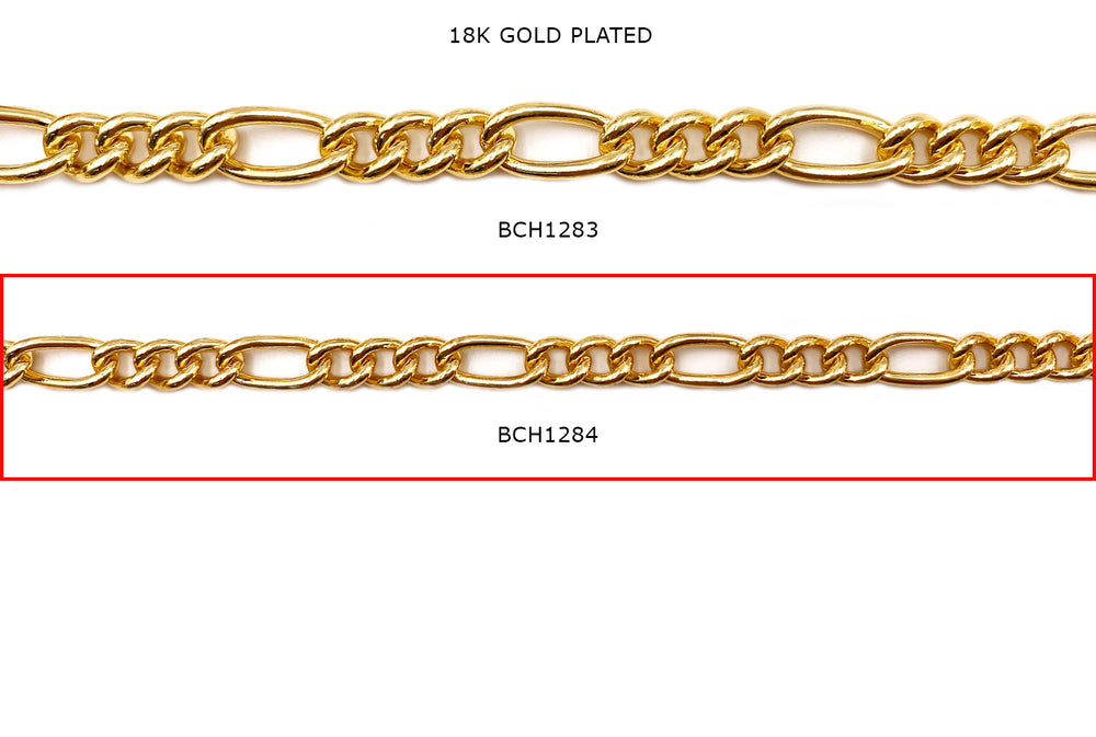 BCH1284 18 Karat Gold Plated Figaro Chain