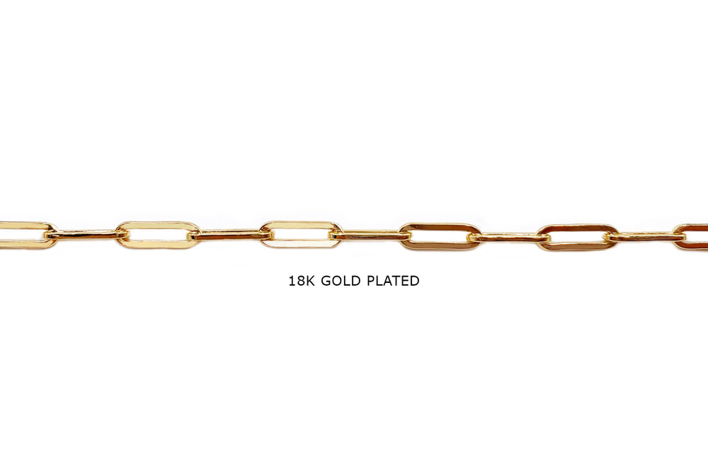 BCH1289 18k Gold Flat Oval Link Paper Clip Chain