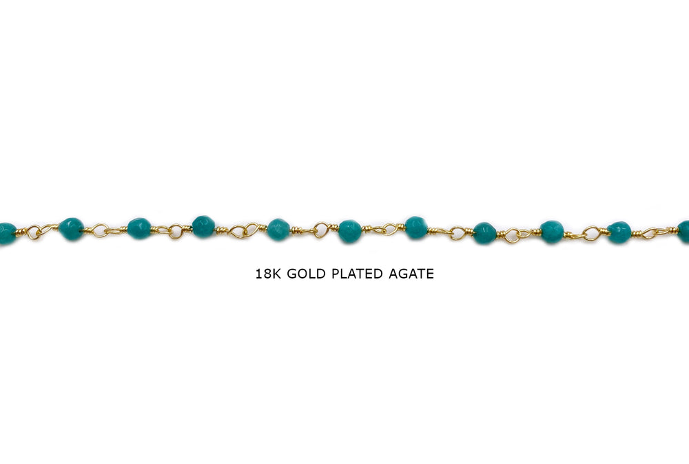 BCH1294 18k Gold Plated Agate Gemstone Chain
