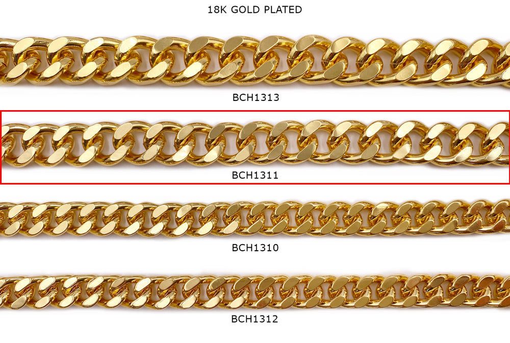 BCH1311  18k Gold Plated Curb Chain