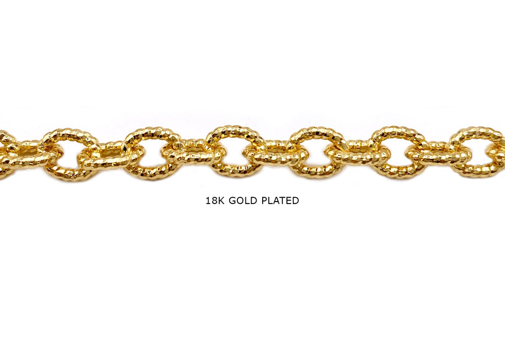 BCH1315 18k Gold Plated Textured Oval Link Chain