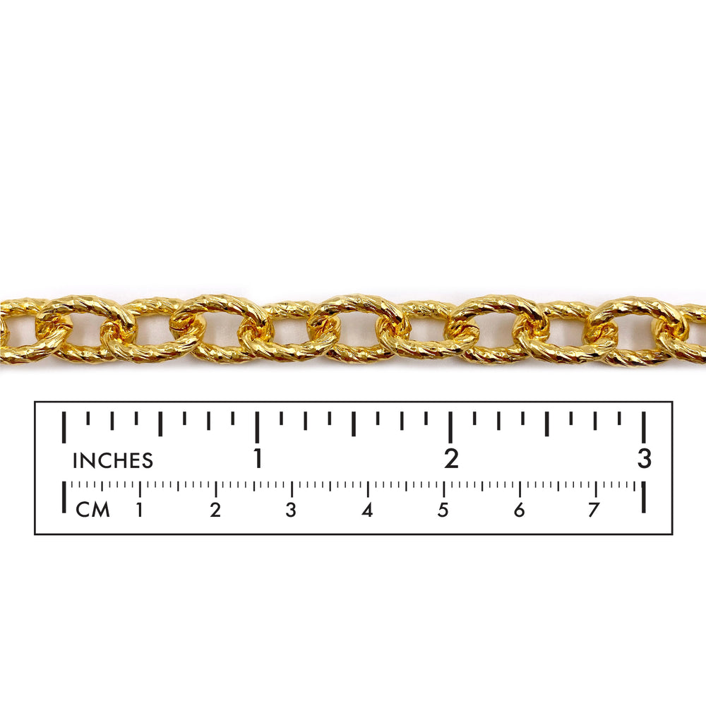 BCH1317 18k Gold Plated Textured Oval Link Chain