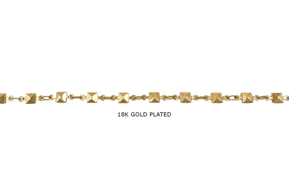 BCH1320  18k Gold Plated Bezel Square Link Connector Chain