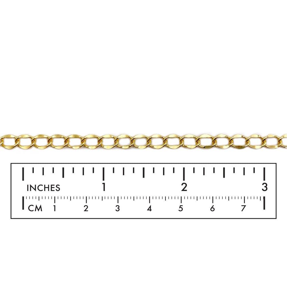  Flat Curb Chain 18k Gold Plated with ruler
