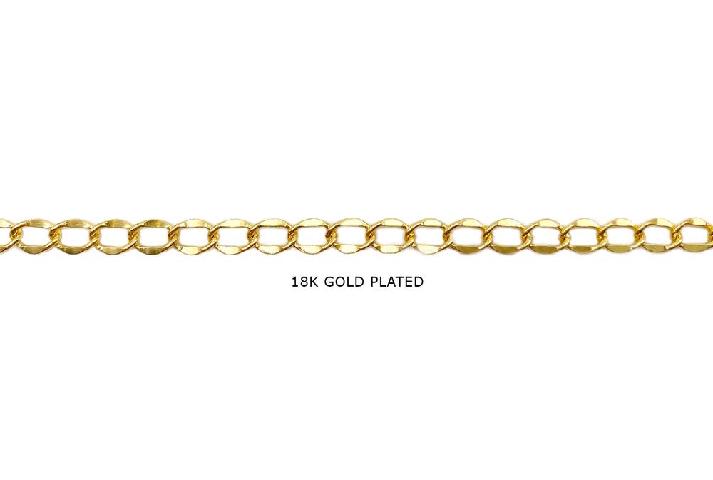  Flat Curb Chain 18k Gold Plated