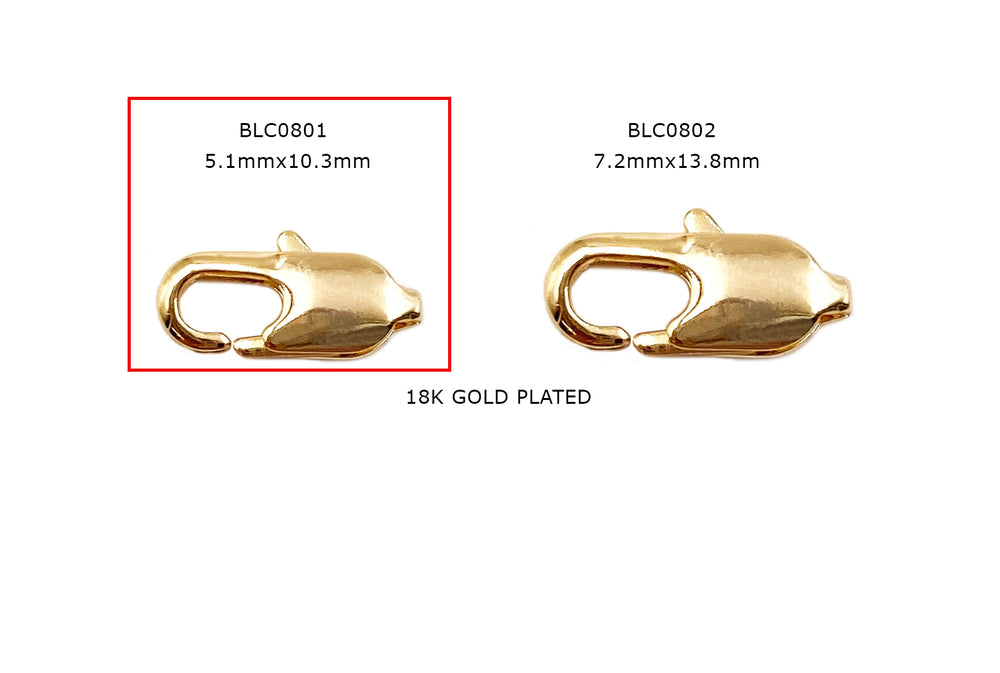 BLC801  18 Karat Gold Plated Lobster Clasp 5.1mmx10.3mm