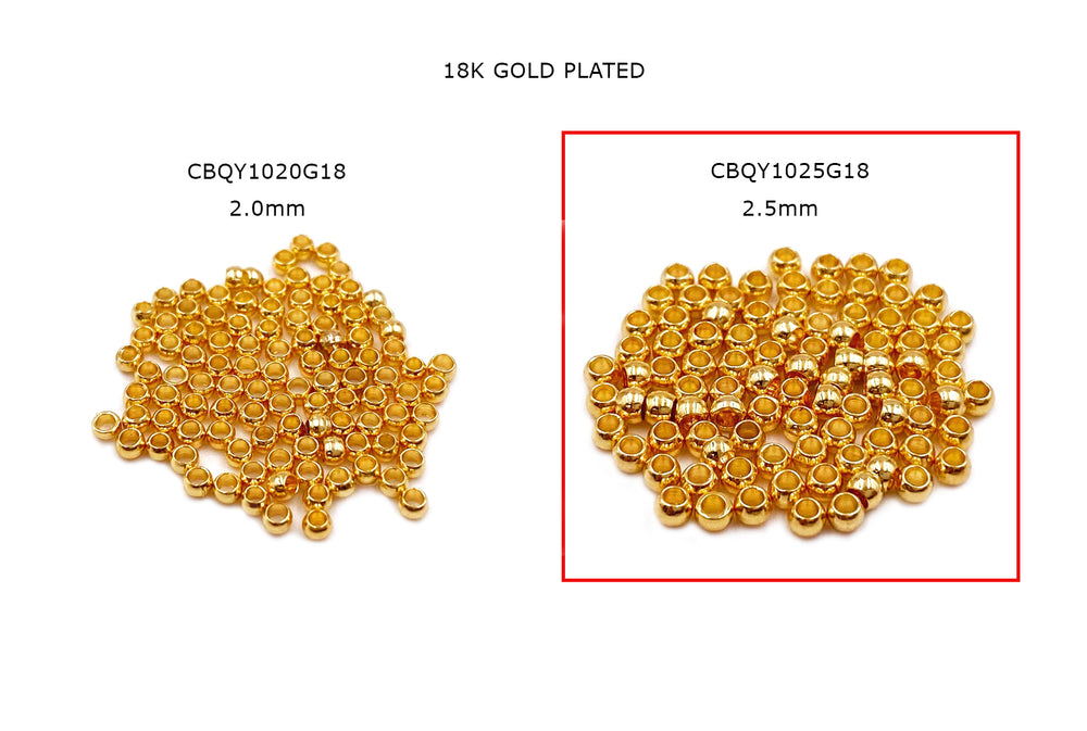 CBQY1025 18k Gold Plated  2.5mm Crimp Bead