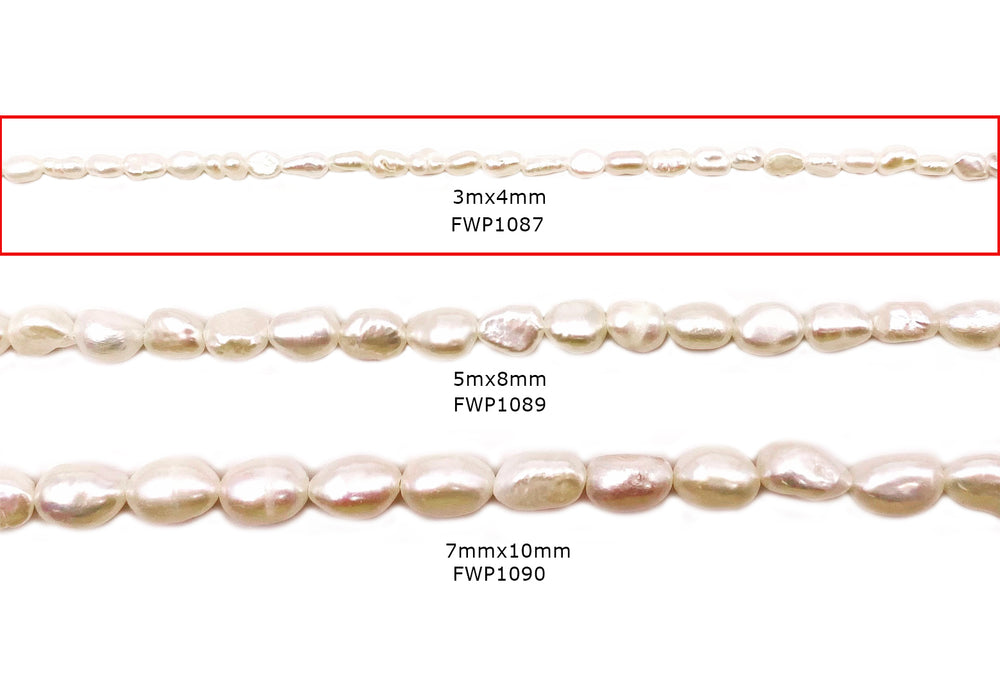 FWP1087 Irregular Oval Fresh Water Pearl Charms 3mm x  4mm
