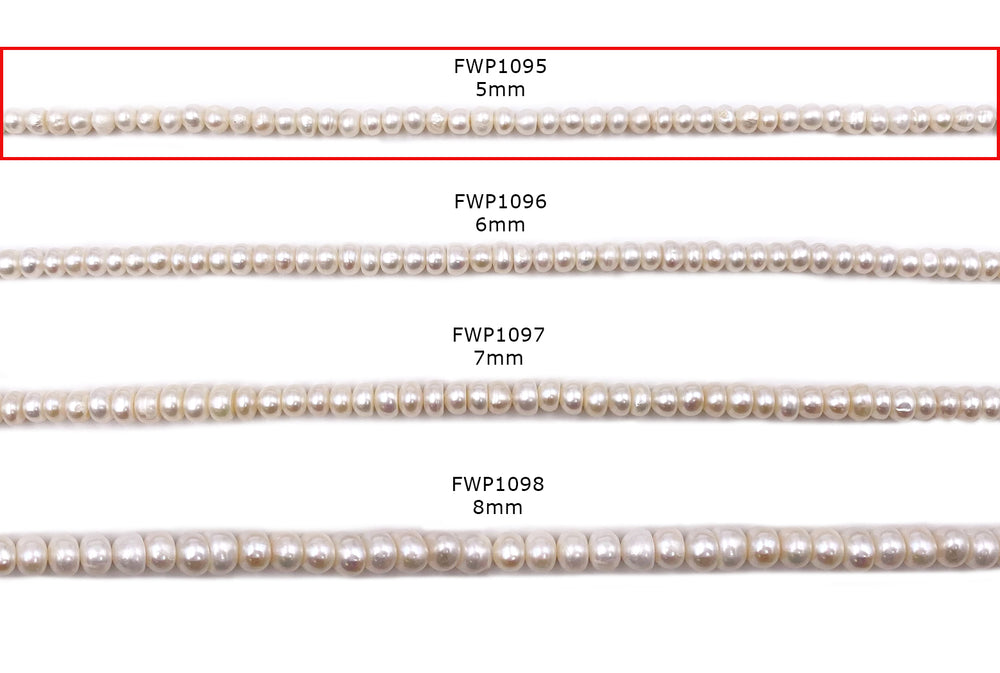 FWP1095 5mm Rondelle Shape Fresh Water Pearl Beads