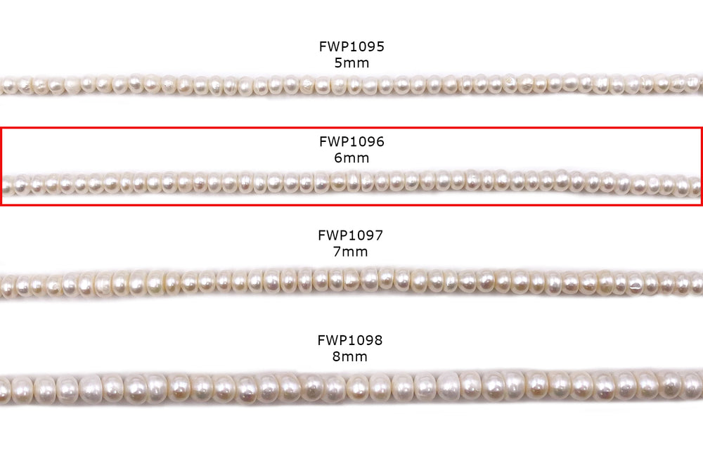 FWP1096 6mm Rondelle Shape Fresh Water Pearl Beads