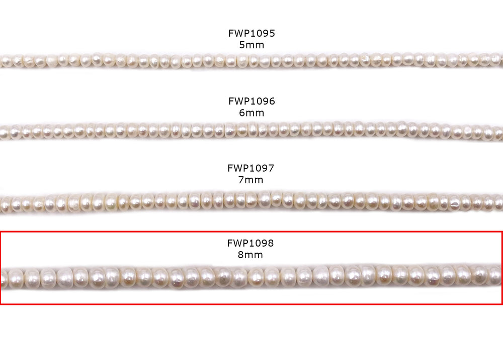 FWP1098 8mm Rondelle Shape Fresh Water Pearl Beads