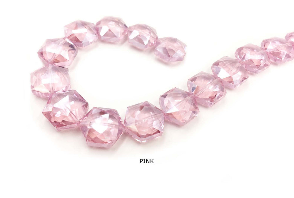 GB1758 Faceted Hexagon Crystal 18mmX20mm All Colors CHOOSE COLOR FROM DROP DOWN ARROW