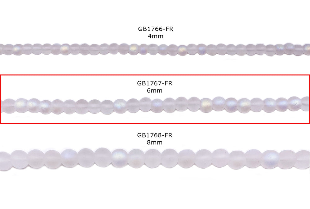 GB1767-FR  6MM Frosted Round Smooth Glass Beads
